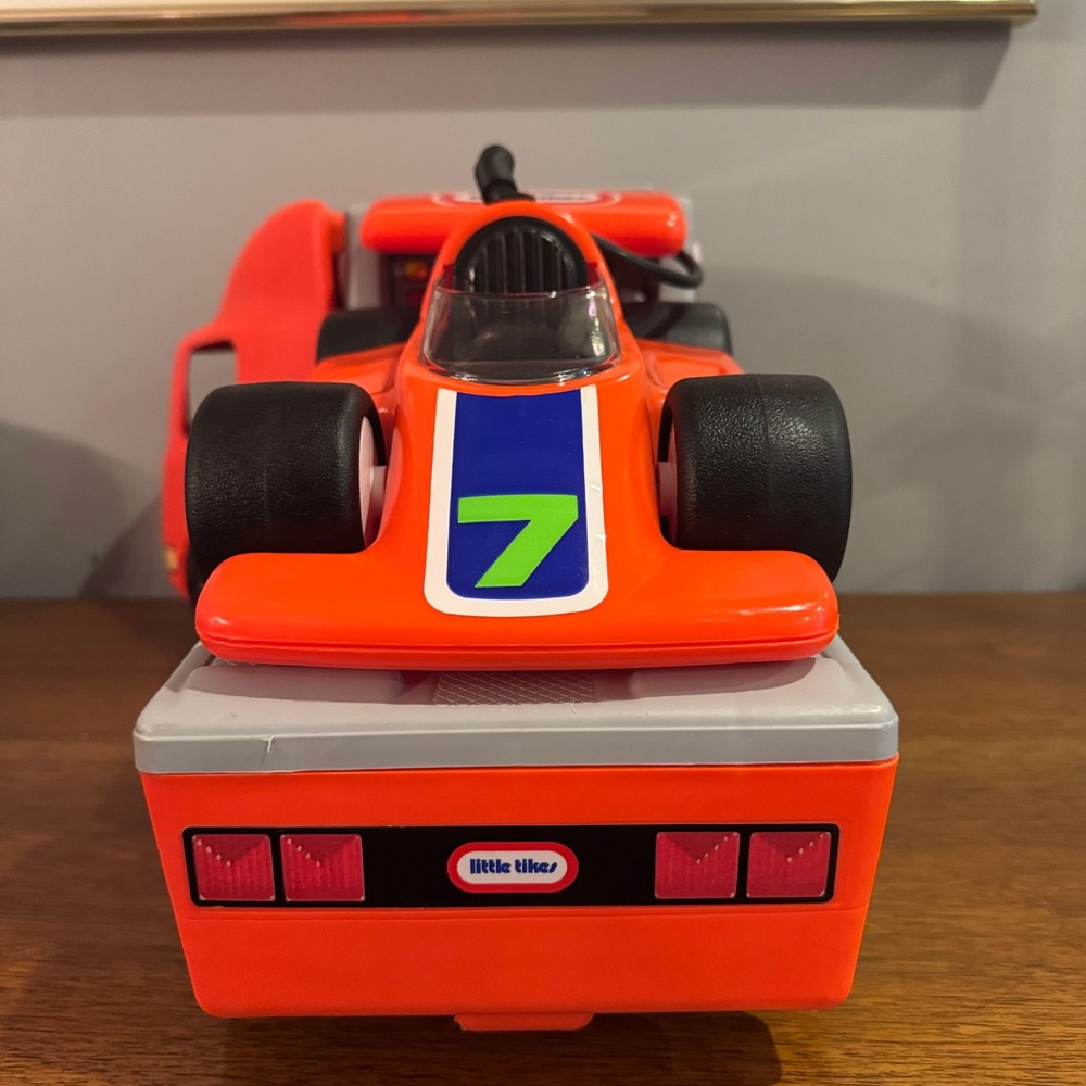 Little Tikes Racing Team Hauler Transport Truck and Race Car Set Orange Vintage - Picture 7 of 13
